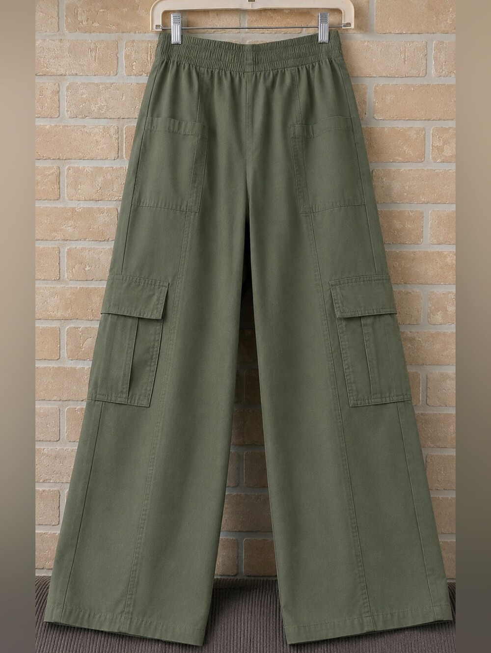 American Outfitters Olive Green Cargo Pants Wide Leg Utility S - Picture 4 of 11